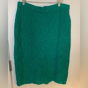 Anthropologie Maeve Vibrant Green lined lace skirt